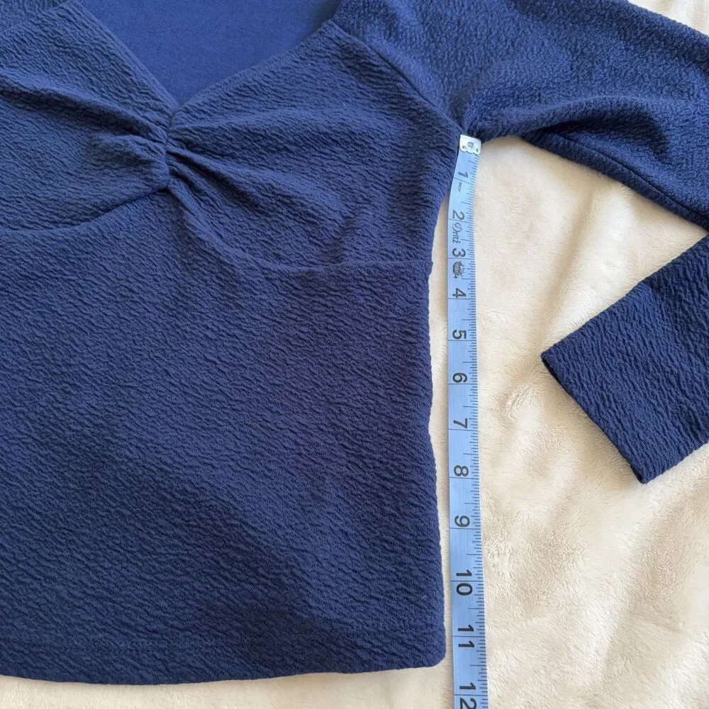 Anthropologie Maeve Navy Blue Knit Top Size XS
